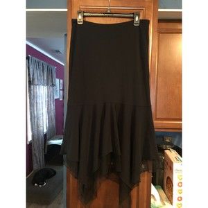 Express Ruffled Layered Black Mid-length Asymmetrical Skirt Size Medium